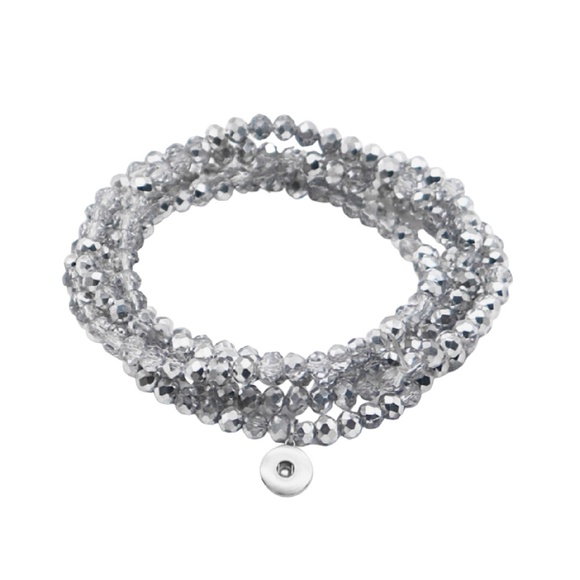 Beaded Stretch Wrap Bracelet w/Snap Holder for One Mini Petite Snap 31.50" Long - Picture 2 of 5